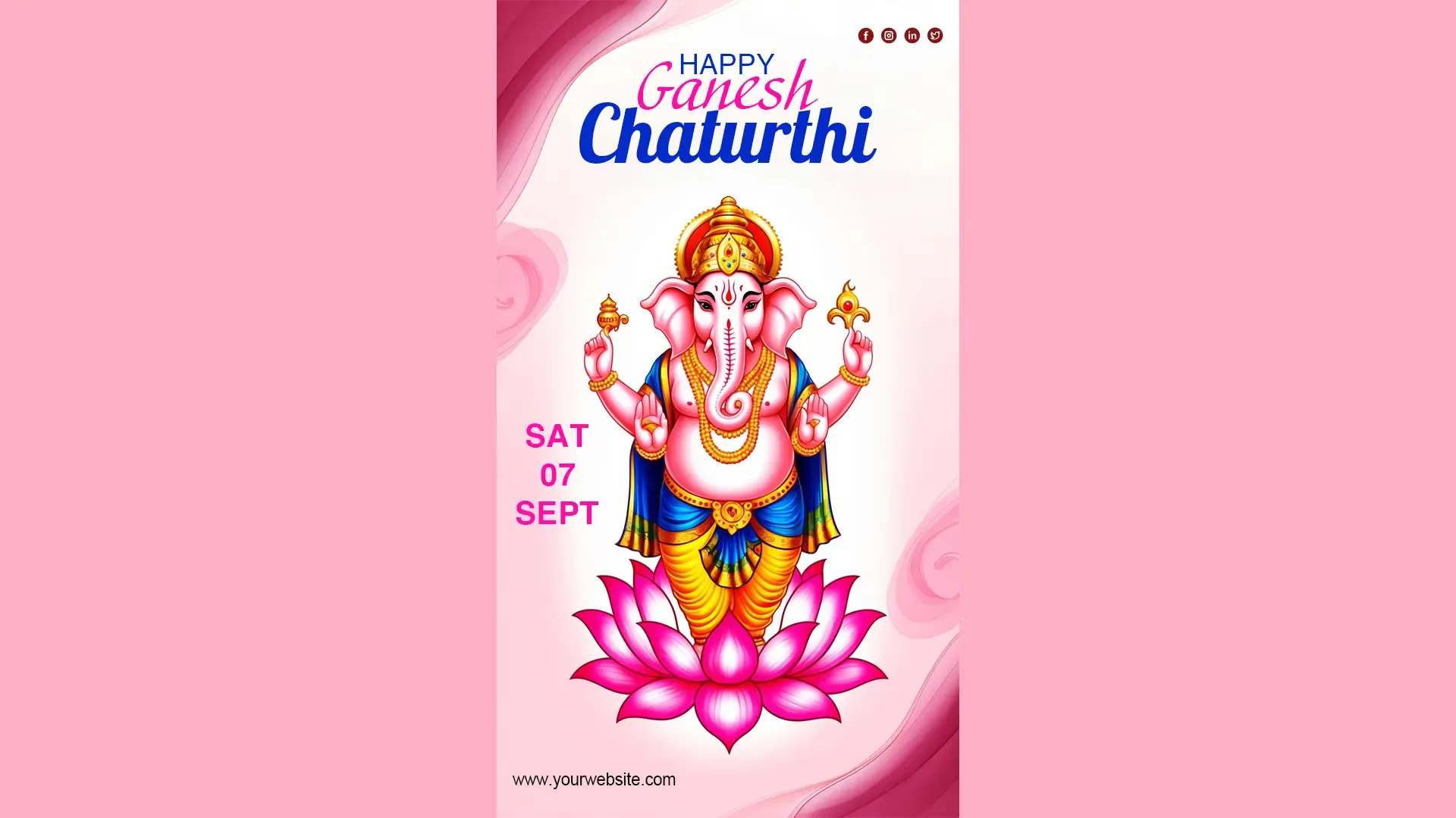 Happy Ganesh Chaturthi Instagram Story Card with Dynamic Pink Swirls image